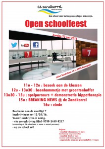 uitnodiging schoolfeest de Zandkorrel 22 mei 2016